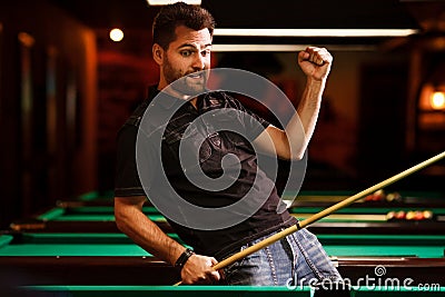 Player glad that has hammered a difficult sphere. Stock Photo