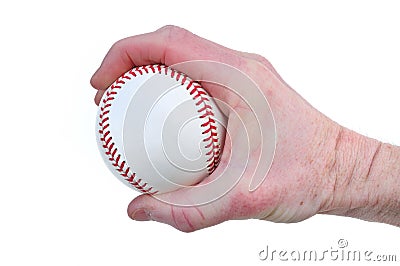 Player Gripping a New Baseball Stock Photo