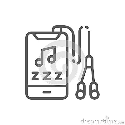 Player with headphones line icon. Vector Illustration