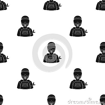 A player in paintball.Paintball single icon in black style vector symbol stock illustration web. Vector Illustration