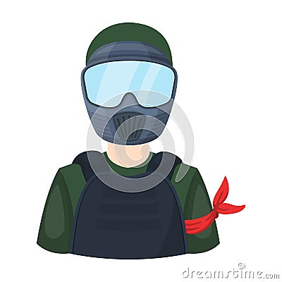 A player in paintball.Paintball single icon in cartoon style vector symbol stock illustration . Vector Illustration