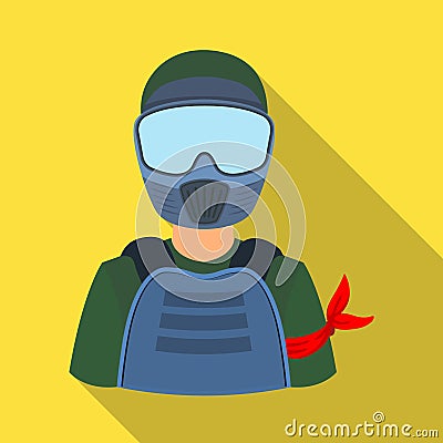 A player in paintball.Paintball single icon in flat style vector symbol stock illustration web. Vector Illustration