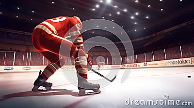 A player taking a penalty shot after being tripped on a b created with generative AI Stock Photo