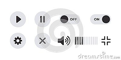 Player or video player interface icons. Website or mobile app functional icons. Vector scalable graphics Vector Illustration