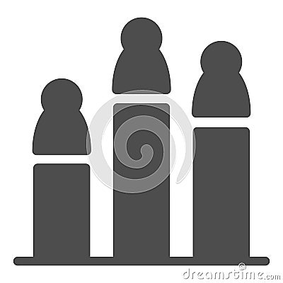 Players rating solid icon. Competition ranking, tournament winner podium symbol, glyph style pictogram on white Vector Illustration