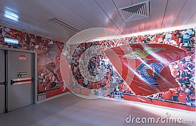 Players tunnel at FC Benfica stadium. Lisboa, Portugal Editorial Stock Photo