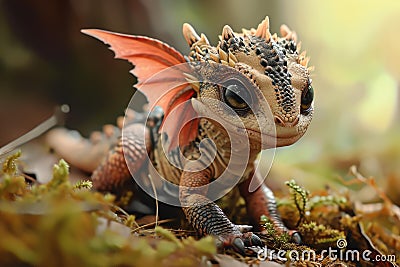 Playful Baby dragon. Generate Ai Stock Photo