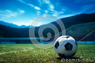 Playful ball game, Vibrant field hosts ball action on grass Stock Photo