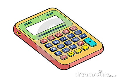 Playful calculator artwork integrating artificial intelligence elements and predictive tools for futuristic learning and Vector Illustration