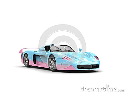 Playful candy blue and pink concept supercar Stock Photo