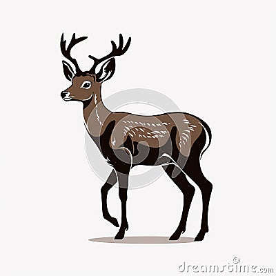 Playful Character Design: Black And White Stag In Vintage Style Cartoon Illustration