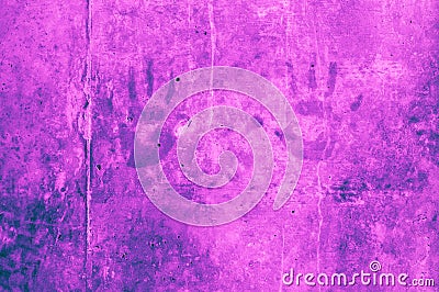 playful colorful children hand impressions on a pink blue purplish turquoise bluish violet concrete wall Stock Photo