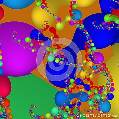 Playful colors rainbow spheres cosmos spiral shapes fractal, blur lights, shapes, geometries, abstract background Stock Photo