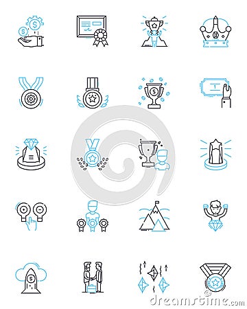 Playful conversion linear icons set. Fun, Creative, Engaging, Innovative, Playful, Amusing, Entertaining line vector and Vector Illustration