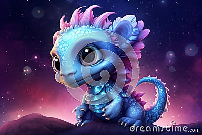 Playful Cute baby dragon pet. Generate Ai Stock Photo