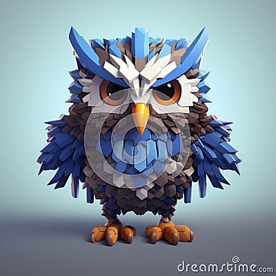 Playful 3d Owl: A Contemporary Take On Medieval Art Stock Photo