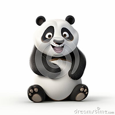 Playful 3d Panda Animation: A Whimsical Creation Inspired By Tiago Hoisel And Gene Luen Yang Stock Photo