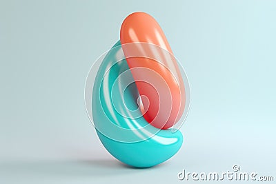 Playful 3D Render, Colorful Abstract Balloon, a Whimsical Display of Joy and Cheerful Vibrance Stock Photo