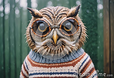 The Playful Elegance of an Owl in Sunglasses Stock Photo