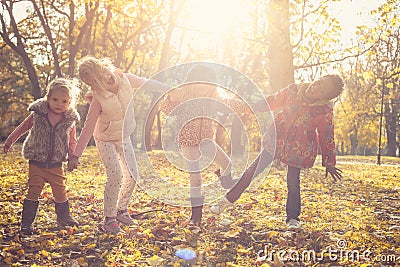 Cute little girls in nature. Stock Photo