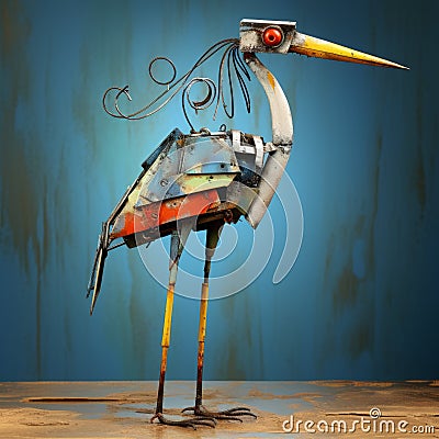 Playful Heron Sculpture: Samuel Naylordesigns' Unique Mixed Media Creation Stock Photo