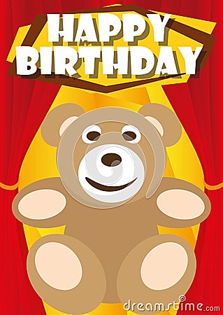 Playful Illustration Birthday Card teddy Vector Illustration