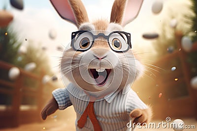 Playful illustration of a rabbit with a Cartoon Illustration