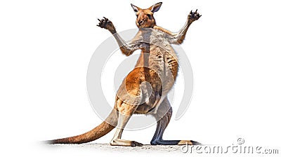 Playful kangaroo photo realistic illustration - Generative AI. Cartoon Illustration