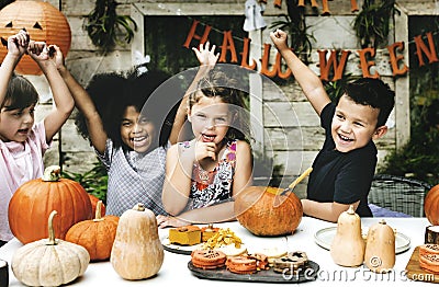 Playful kids enjoying the Halloween festival Stock Photo