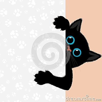 Playful kitten represents a banner Vector Illustration