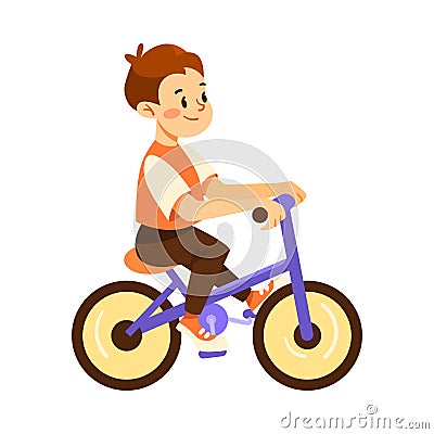 Playful Little Boy Riding Bicycle on Playground Enjoying Summer Vector Illustration Vector Illustration