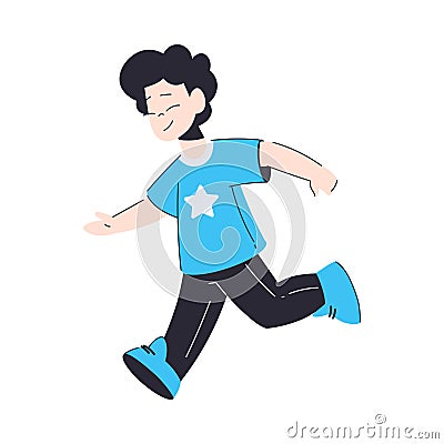 Playful Little Boy Running Enjoying Summer Vector Illustration Vector Illustration