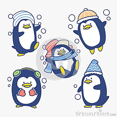 Playful Little Penguin Adorable Illustration Vector Illustration