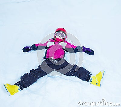 Playful little skier Stock Photo