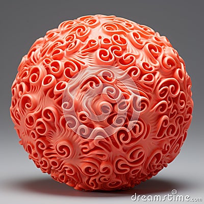 Playful Yet Macabre: Red Swirl Sculpture With Detailed Hyperrealism Stock Photo