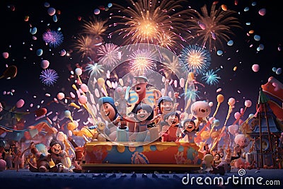 Playful New Years banner with cartoonstyle Stock Photo