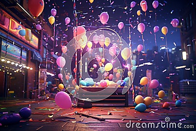 Playful New Years scene with cartoonstyle Stock Photo