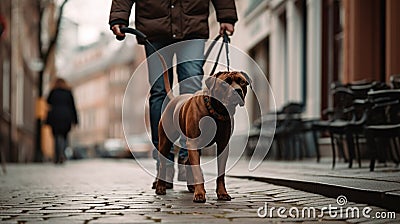 Playful pets with their friends and families. Walk with pet in city. AI-Generated Stock Photo