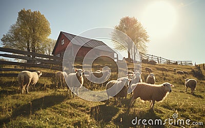 Playful Sheep Enjoying a Sunny Day Stock Photo
