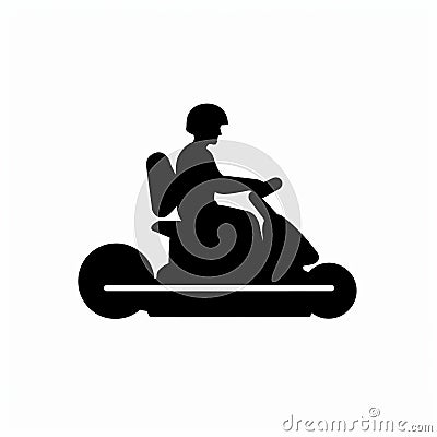 Playful Silhouetted Scooter Icon In Whistlerian Earthworks Style Stock Photo