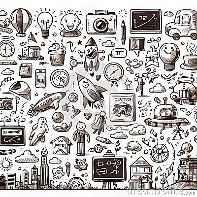47 136. Playful sketch slides - Slides with playful an Cartoon Illustration