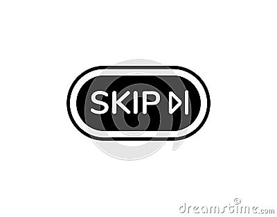 Playful skip button with bold text and simple design for interactive media controls Vector Illustration