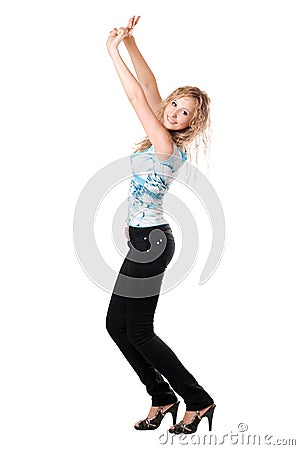 Playful smiling blonde posing Stock Photo