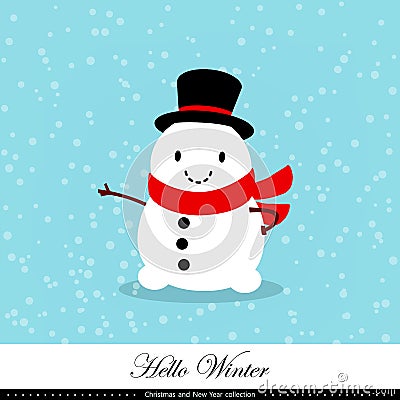 Playful snowman. Winter, Christmas and New Year illustration. Element of the collection. Vector illustration Vector Illustration