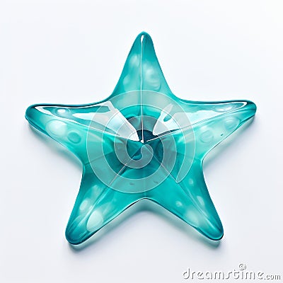 Playful Teal Star Sculpture In Ocean Academia Style Stock Photo