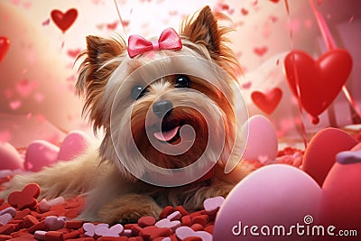 Playful Valentines Day Pet Love Parade visuals Stock Photo