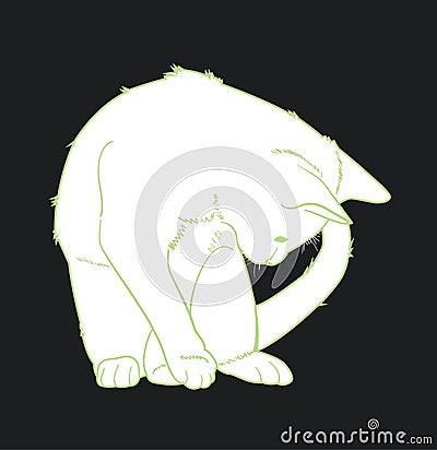 Playful white cat Vector Illustration