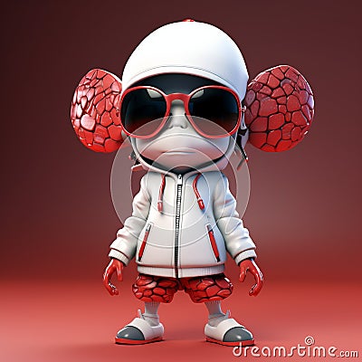 Playful White Creature In Zbrush Style With Hip-hop Influence Stock Photo