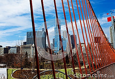 Playground and city of Chicago view skyline Stock Photo
