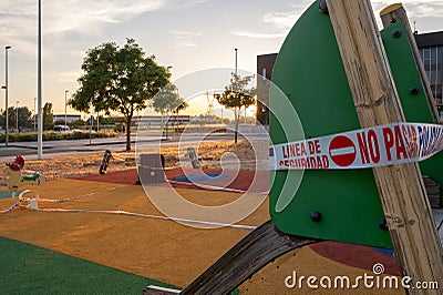 Playground closed by COVID19 measurements Editorial Stock Photo